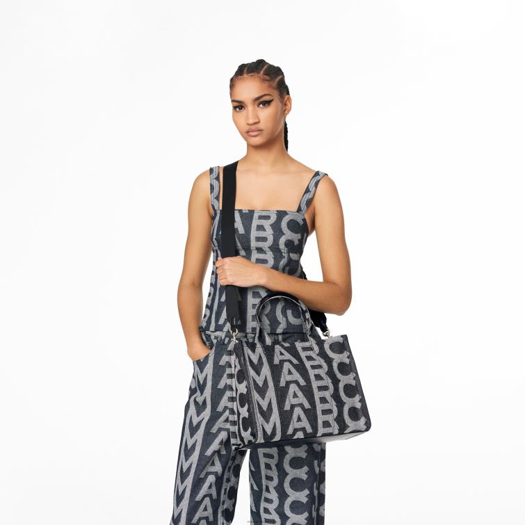 Die mittelgroße Monogram-Denim-Tragetasche D868H91 Marc Jacobs