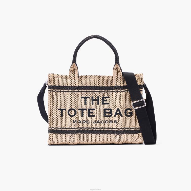 Die mittelgroße Tragetasche aus Stroh-Jacquard D868H108 Marc Jacobs
