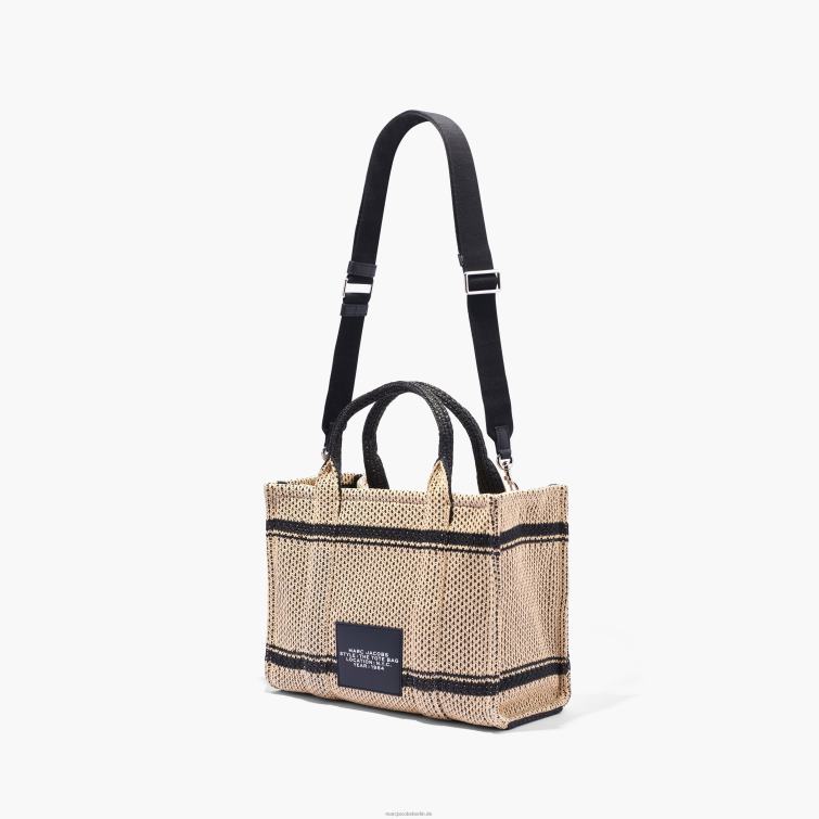 Die mittelgroße Tragetasche aus Stroh-Jacquard D868H108 Marc Jacobs