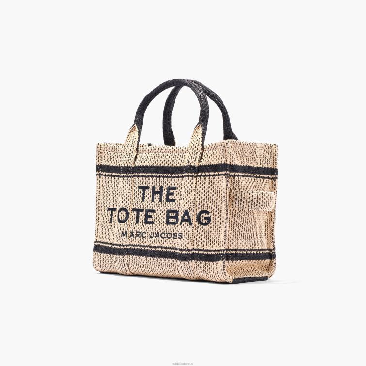 Die mittelgroße Tragetasche aus Stroh-Jacquard D868H108 Marc Jacobs