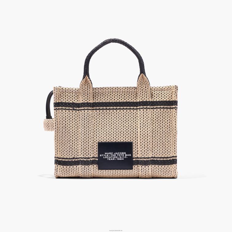 Die mittelgroße Tragetasche aus Stroh-Jacquard D868H108 Marc Jacobs